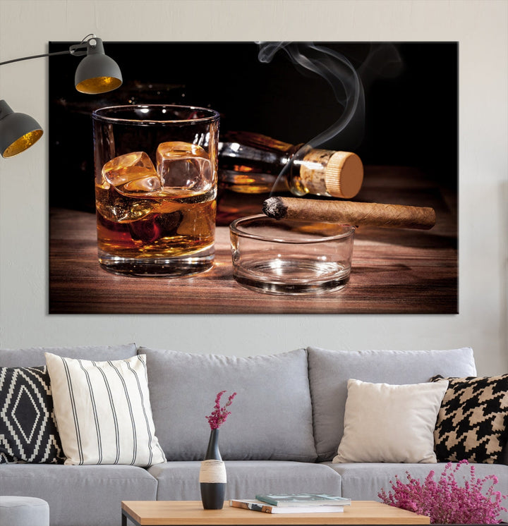 Elegant Whiskey Wall Art Canvas Print Bourbon Art Printing Modern Decor