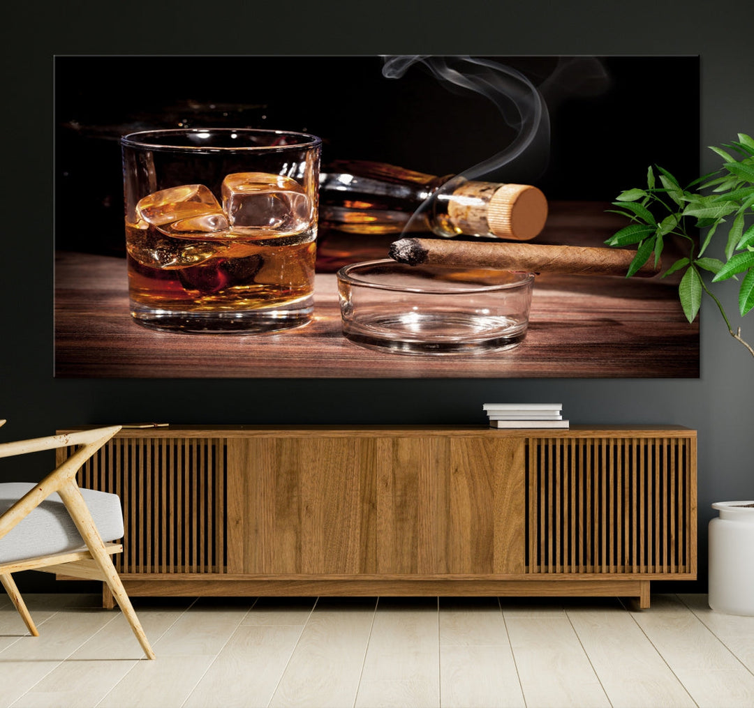 Elegant Whiskey Wall Art Canvas Print Bourbon Art Printing Modern Decor