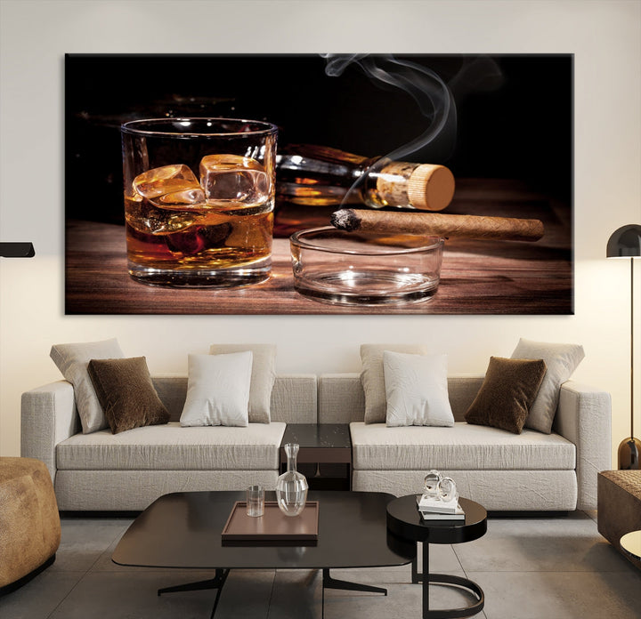 Elegant Whiskey Wall Art Canvas Print Bourbon Art Printing Modern Decor