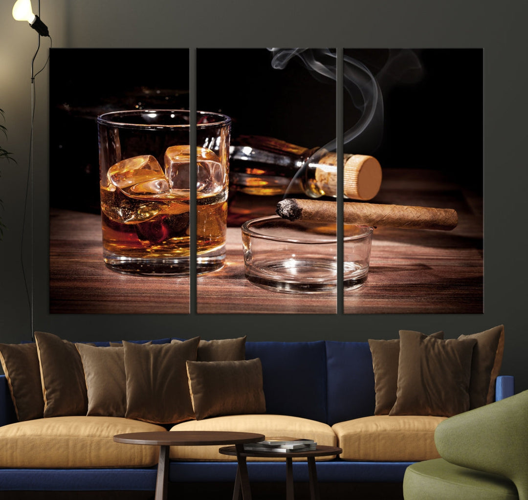 Elegant Whiskey Wall Art Canvas Print Bourbon Art Printing Modern Decor