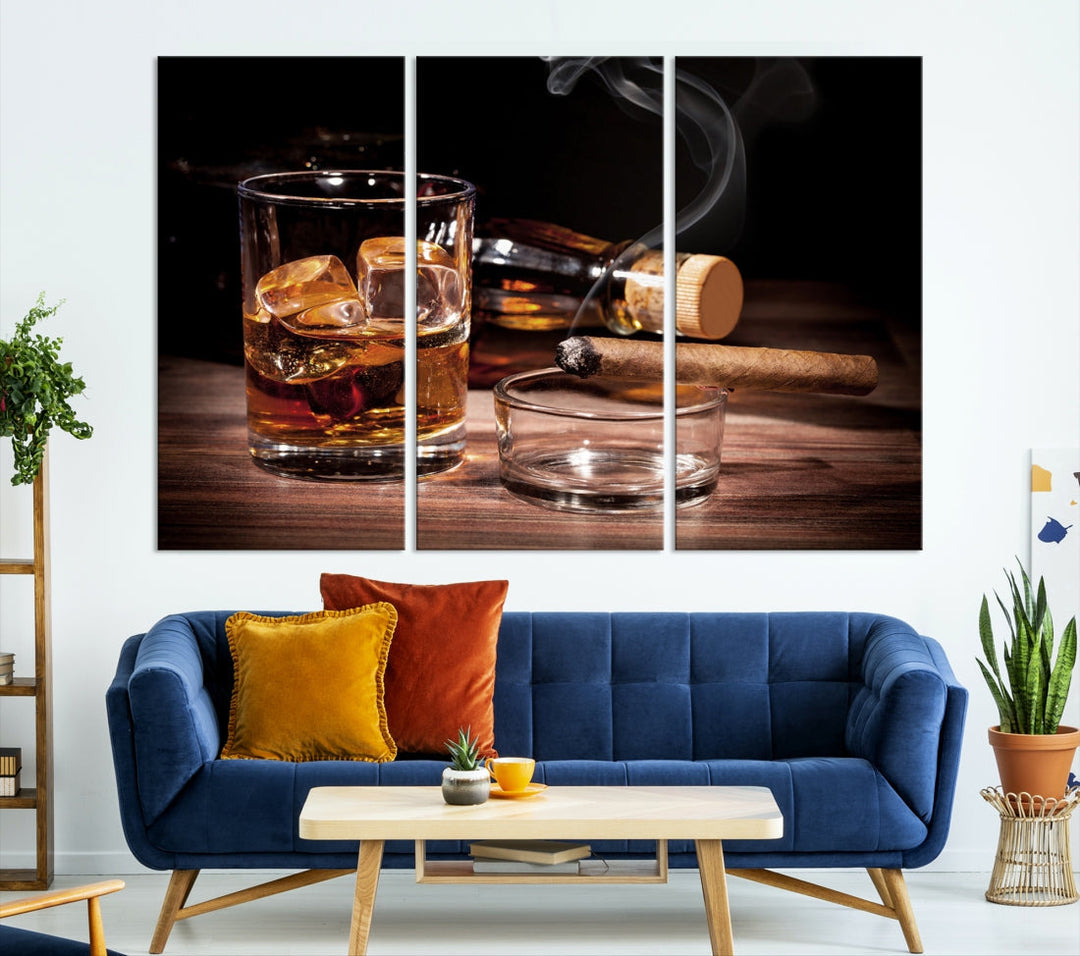 Elegant Whiskey Wall Art Canvas Print Bourbon Art Printing Modern Decor