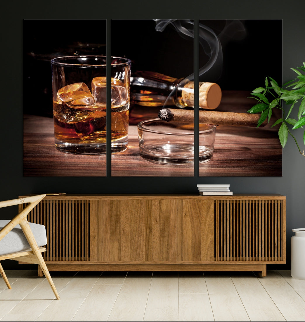 Elegant Whiskey Wall Art Canvas Print Bourbon Art Printing Modern Decor