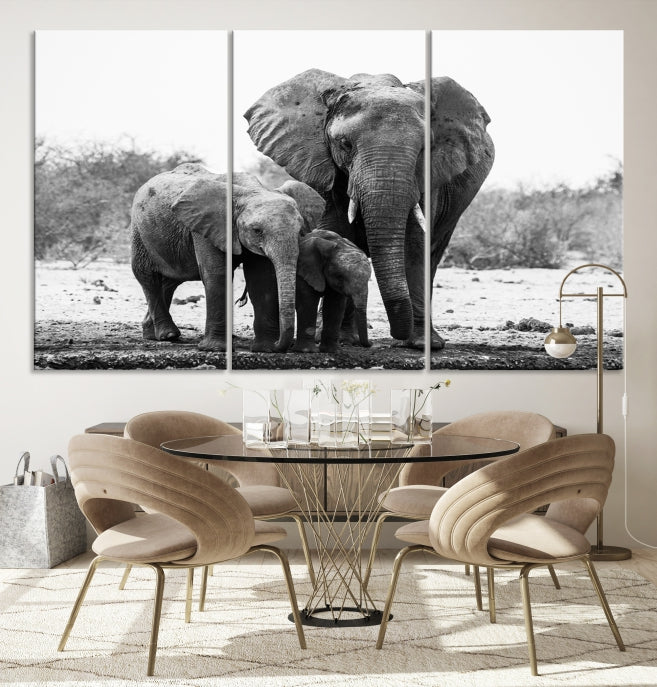 Elephant Family Africa Animals Framed Canvas Wall Art Print Home Decor