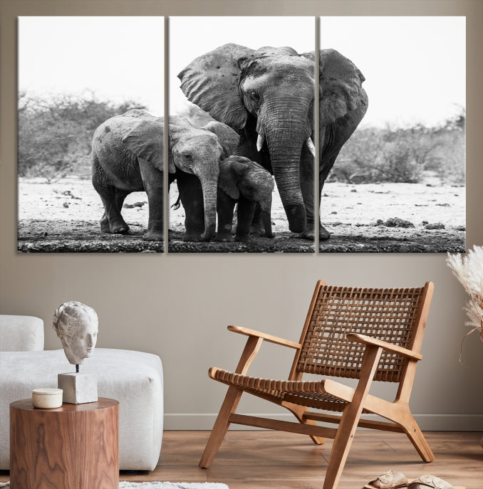 Elephant Family Africa Animals Framed Canvas Wall Art Print Home Decor