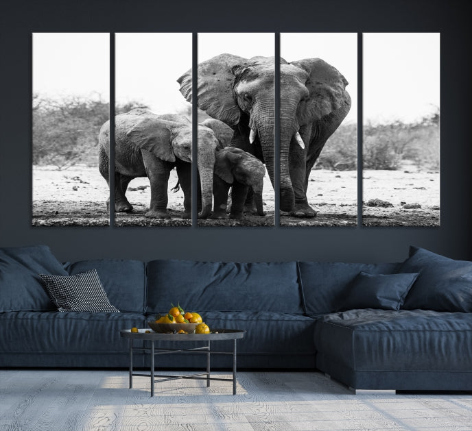 Elephant Family Africa Animals Framed Canvas Wall Art Print Home Decor