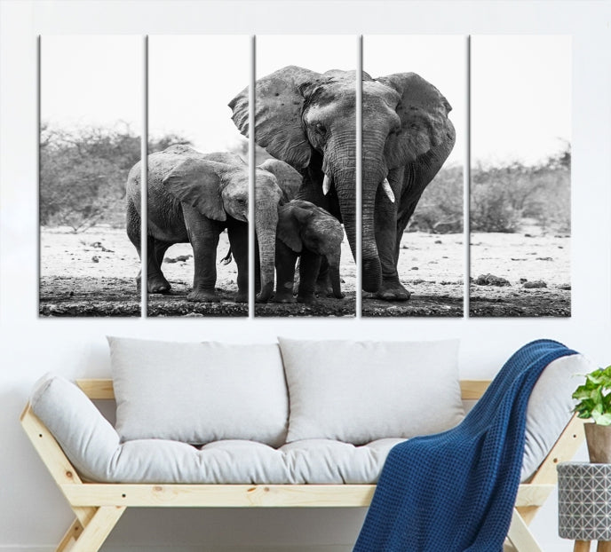 Elephant Family Africa Animals Framed Canvas Wall Art Print Home Decor