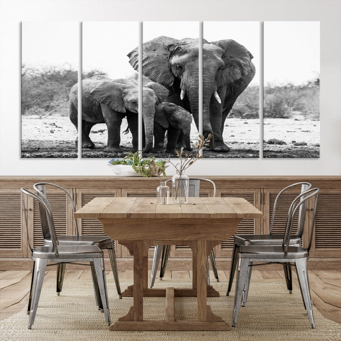 Elephant Family Africa Animals Framed Canvas Wall Art Print Home Decor