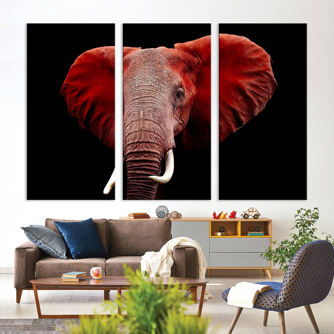 Elephant Portrait Canvas Print, Extra Large Animal Wall Art, Big Elephant Art Wall Decor