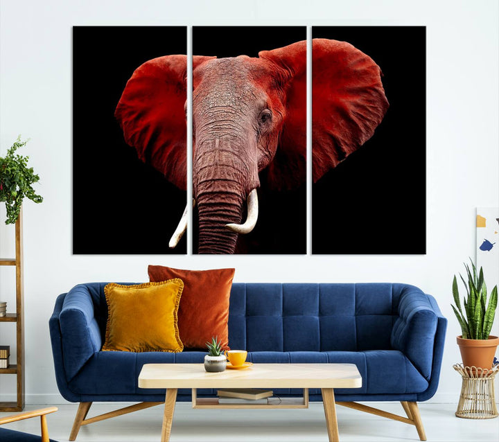 Elephant Portrait Canvas Print, Extra Large Animal Wall Art, Big Elephant Art Wall Decor