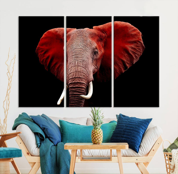 Elephant Portrait Canvas Print, Extra Large Animal Wall Art, Big Elephant Art Wall Decor