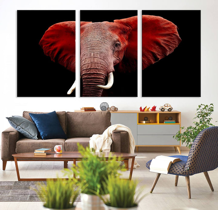 Elephant Portrait Canvas Print, Extra Large Animal Wall Art, Big Elephant Art Wall Decor