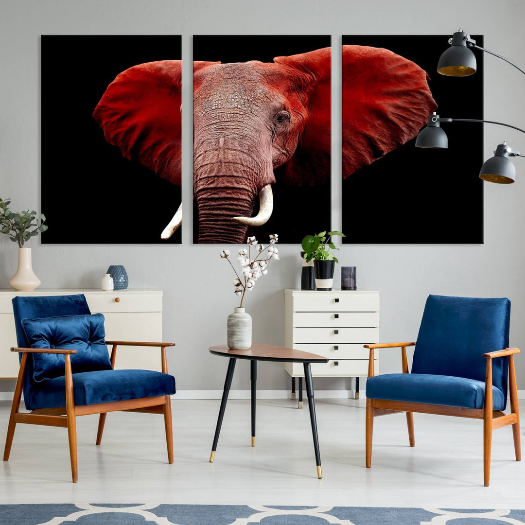 Elephant Portrait Canvas Print, Extra Large Animal Wall Art, Big Elephant Art Wall Decor