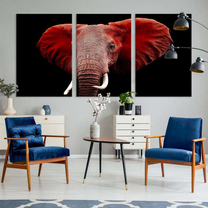 Elephant Portrait Canvas Print, Extra Large Animal Wall Art, Big Elephant Art Wall Decor