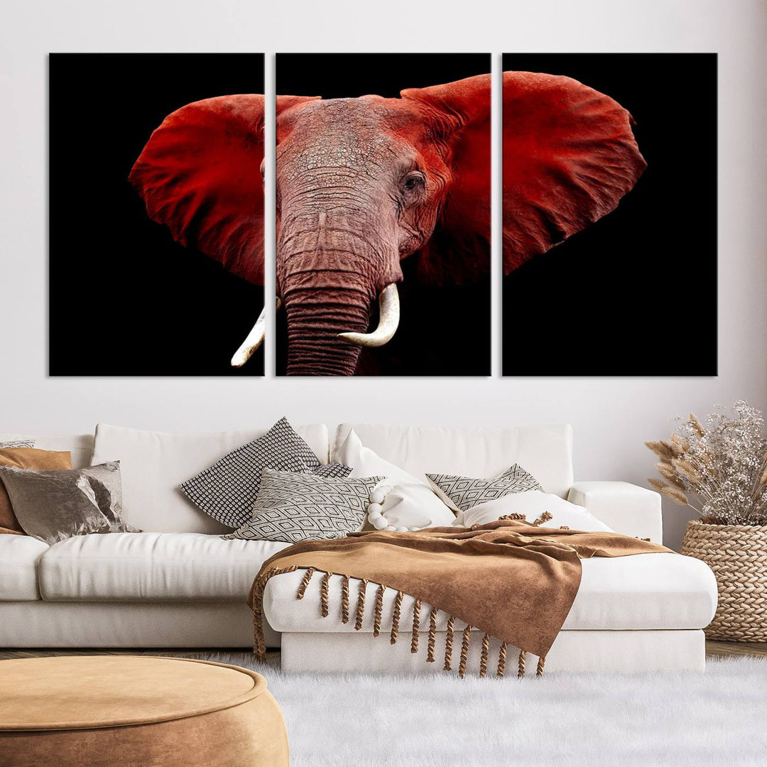 Elephant Portrait Canvas Print, Extra Large Animal Wall Art, Big Elephant Art Wall Decor