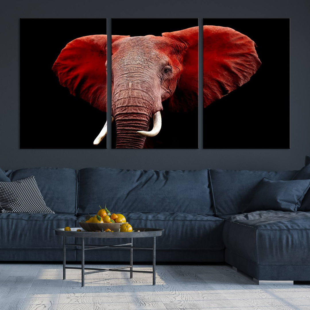 Elephant Portrait Canvas Print, Extra Large Animal Wall Art, Big Elephant Art Wall Decor