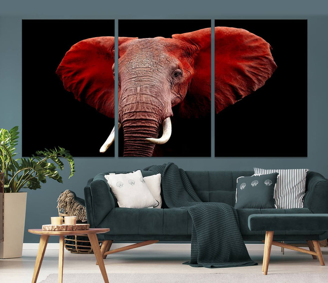 Elephant Portrait Canvas Print, Extra Large Animal Wall Art, Big Elephant Art Wall Decor