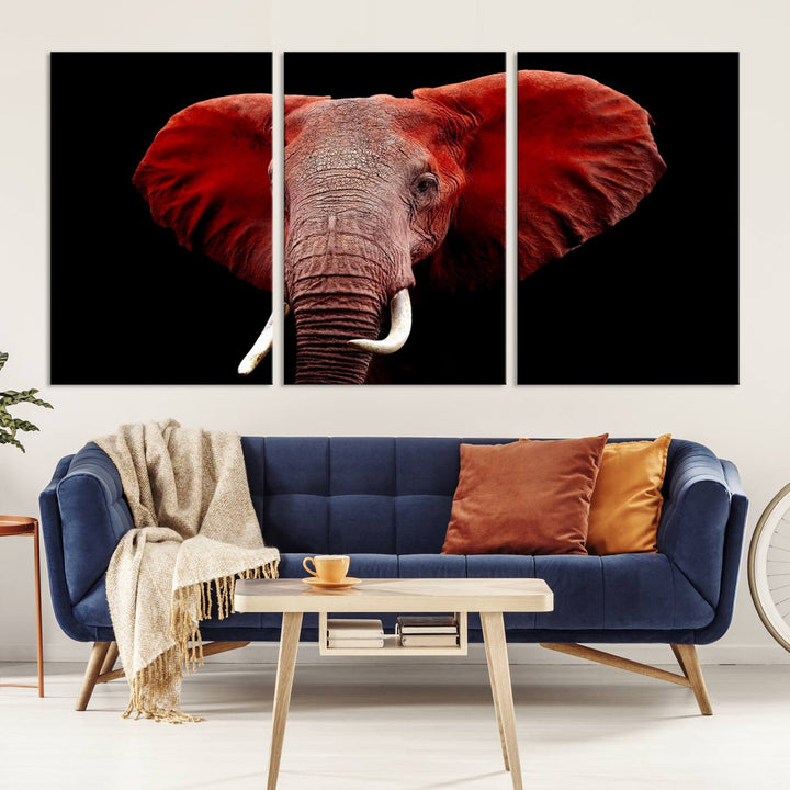 Elephant Portrait Canvas Print, Extra Large Animal Wall Art, Big Elephant Art Wall Decor