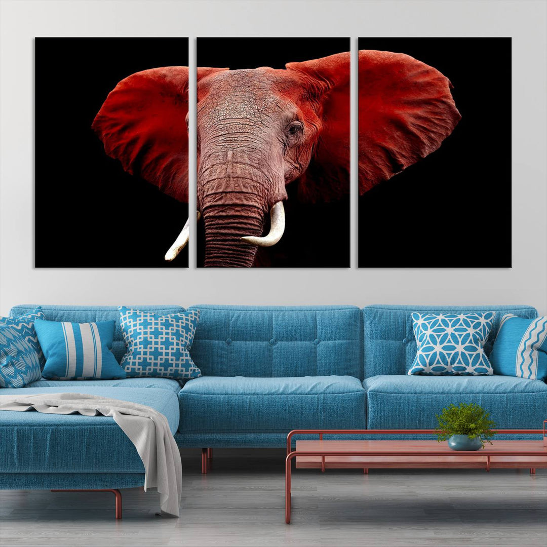 Elephant Portrait Canvas Print, Extra Large Animal Wall Art, Big Elephant Art Wall Decor