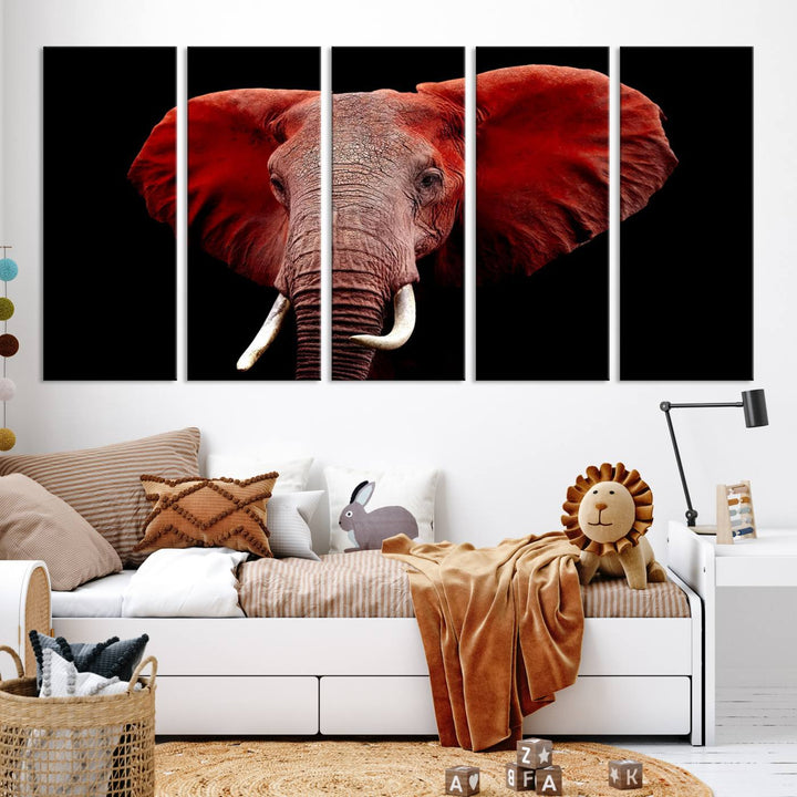 Elephant Portrait Canvas Print, Extra Large Animal Wall Art, Big Elephant Art Wall Decor