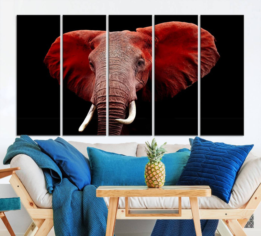 Elephant Portrait Canvas Print, Extra Large Animal Wall Art, Big Elephant Art Wall Decor