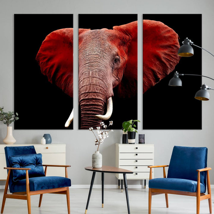 Elephant Portrait Canvas Print, Extra Large Animal Wall Art, Big Elephant Art Wall Decor