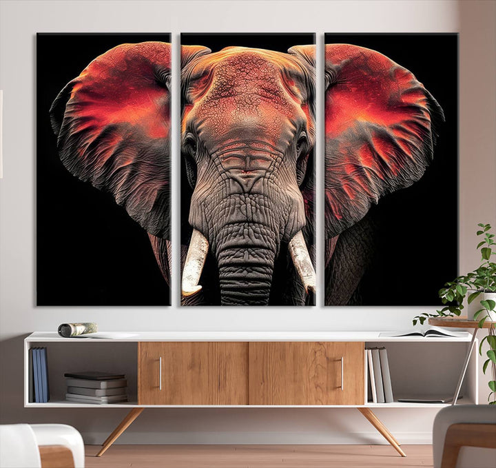 Elephant Wall Art, Abstract Wall Decor, Elephant Canvas Print Framed Living Room Decor