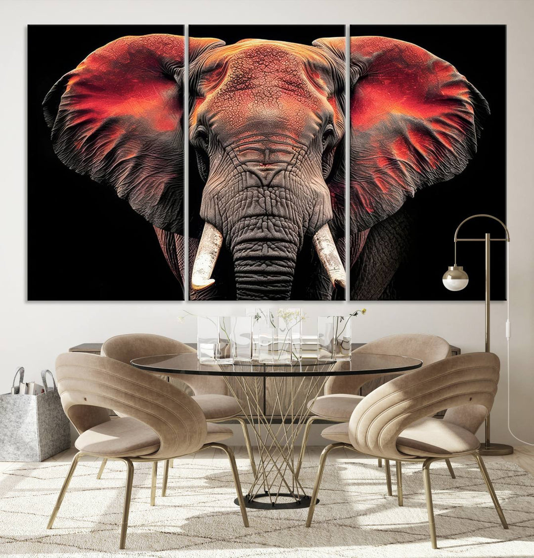 Elephant Wall Art, Abstract Wall Decor, Elephant Canvas Print Framed Living Room Decor