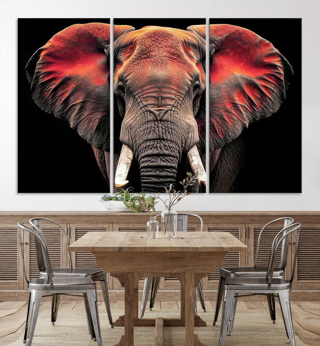 Elephant Wall Art, Abstract Wall Decor, Elephant Canvas Print Framed Living Room Decor