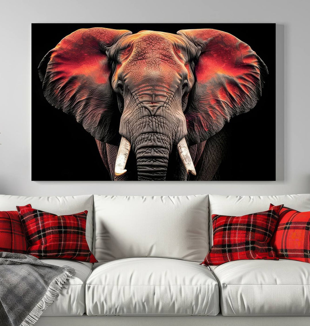 Elephant Wall Art, Abstract Wall Decor, Elephant Canvas Print Framed Living Room Decor