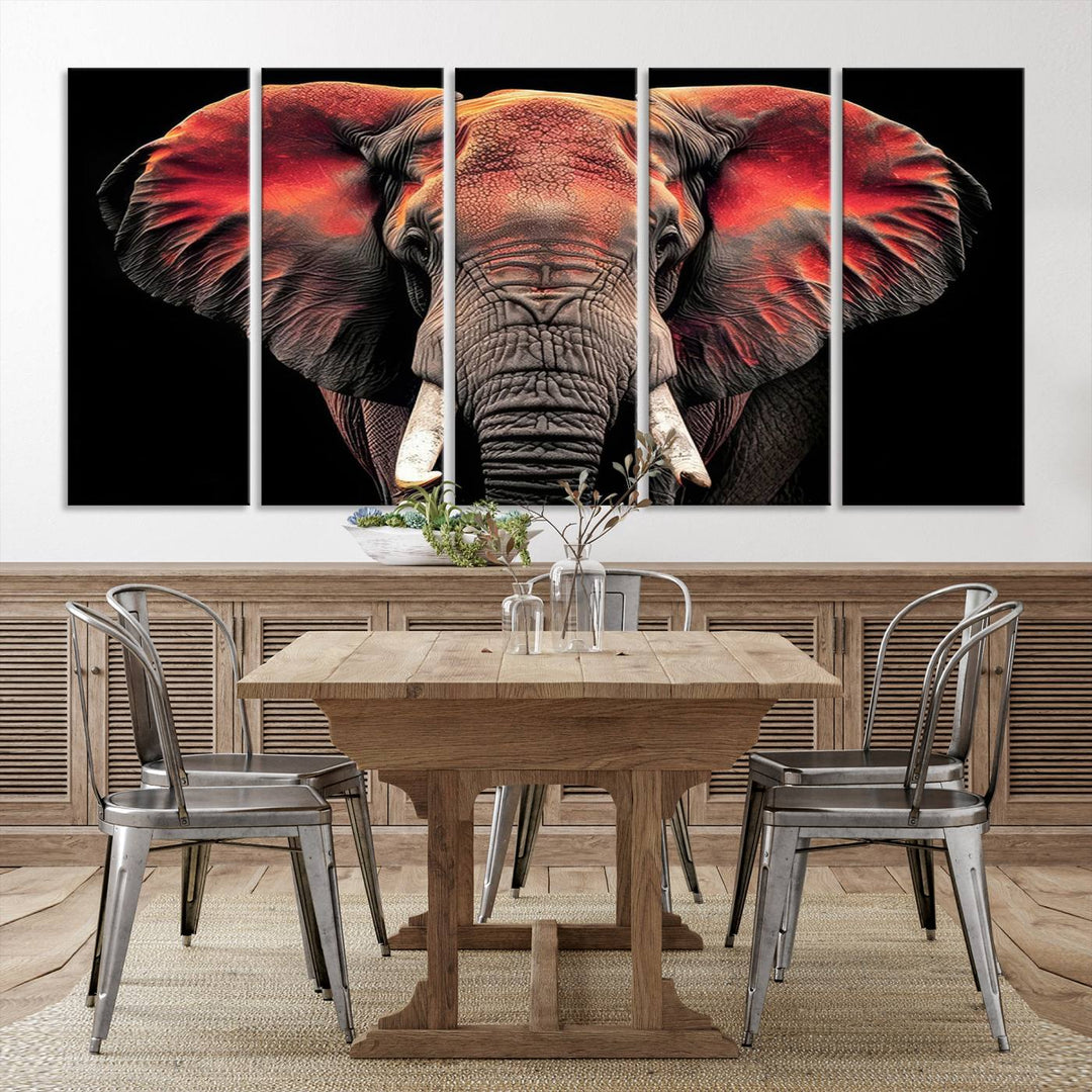 Elephant Wall Art, Abstract Wall Decor, Elephant Canvas Print Framed Living Room Decor