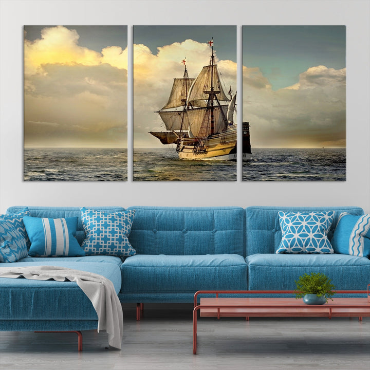 English War Ship Giclee Canvas Extra Large Wall Art Print