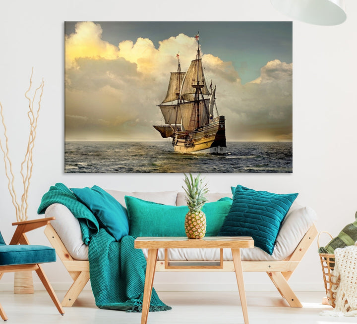 English War Ship Giclee Canvas Extra Large Wall Art Print