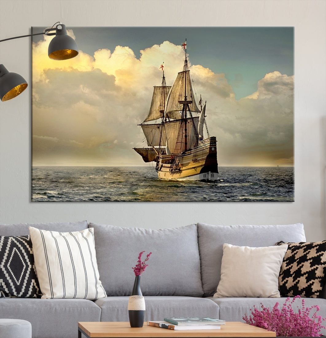 English War Ship Giclee Canvas Extra Large Wall Art Print