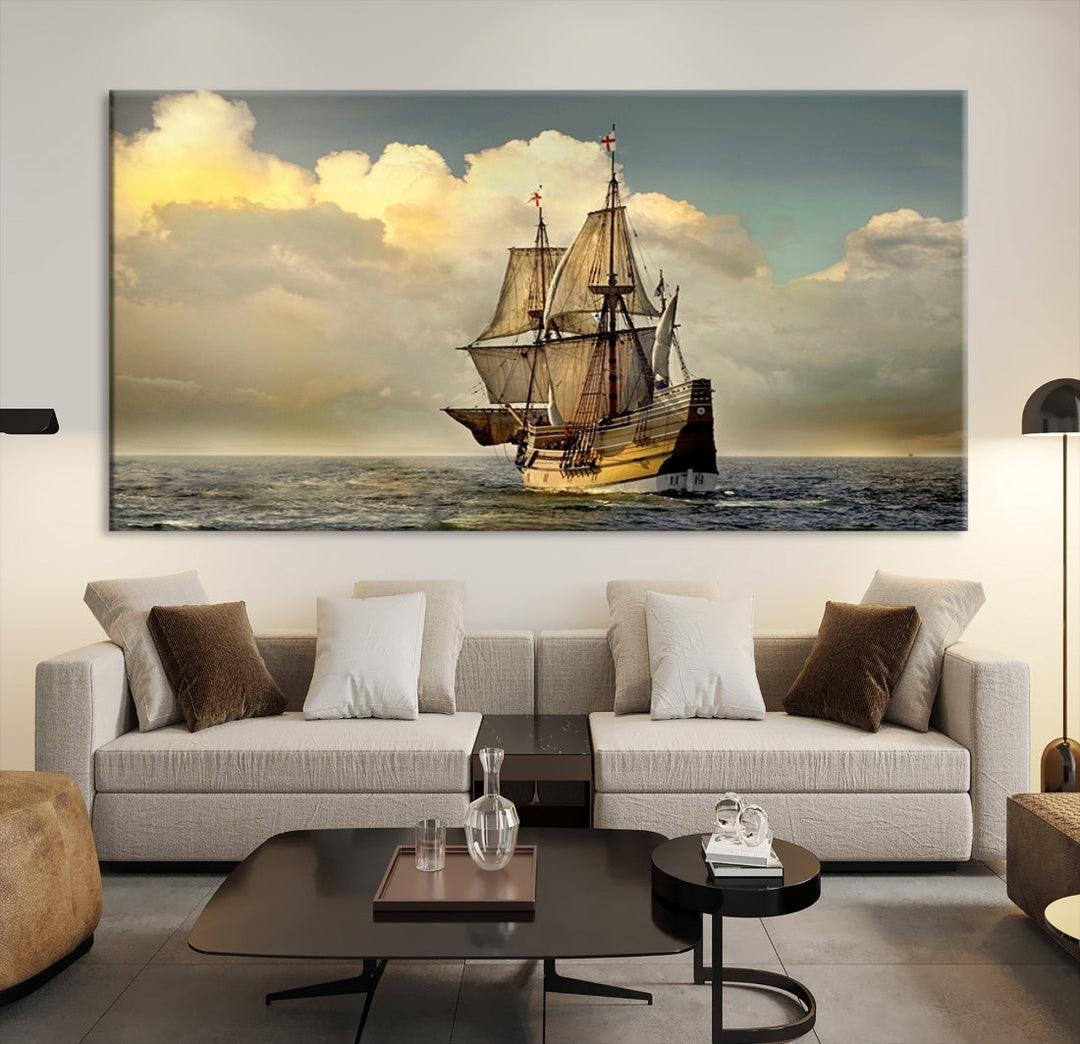 English War Ship Giclee Canvas Extra Large Wall Art Print