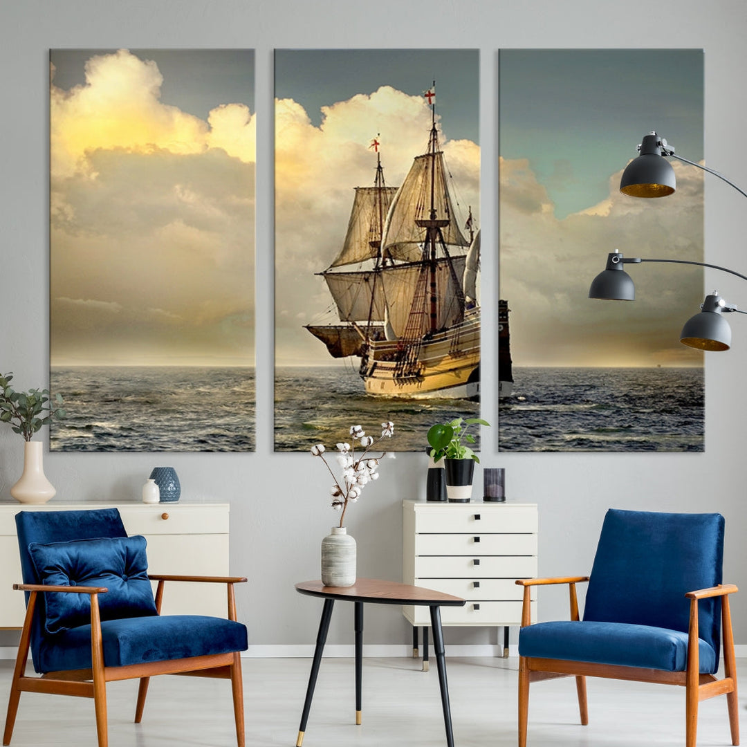 English War Ship Giclee Canvas Extra Large Wall Art Print