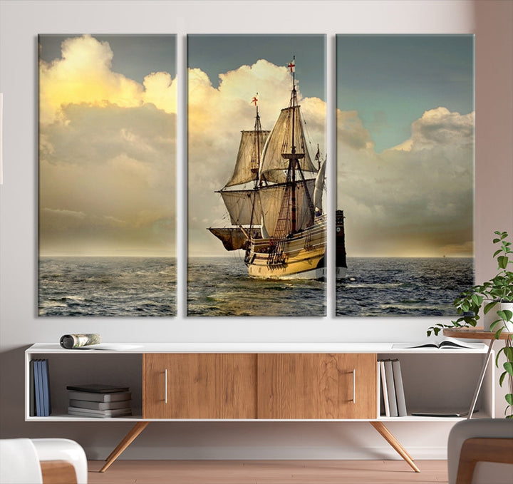 English War Ship Giclee Canvas Extra Large Wall Art Print