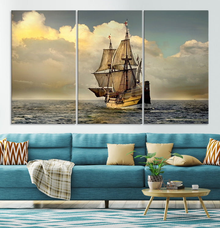 English War Ship Giclee Canvas Extra Large Wall Art Print