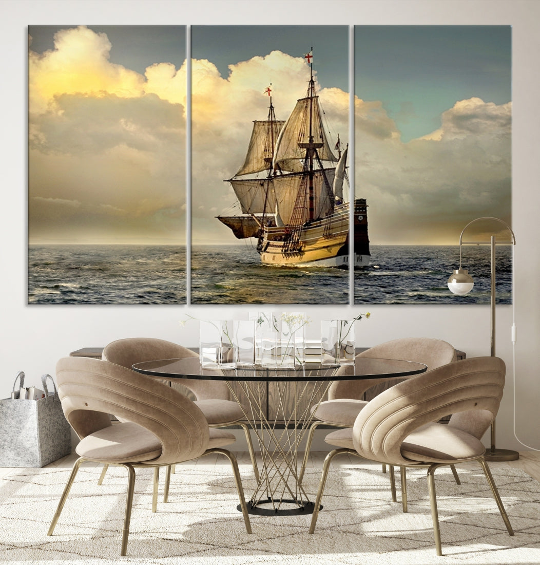 English War Ship Giclee Canvas Extra Large Wall Art Print