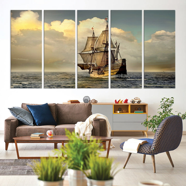 English War Ship Giclee Canvas Extra Large Wall Art Print