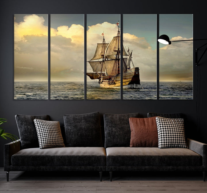 English War Ship Giclee Canvas Extra Large Wall Art Print