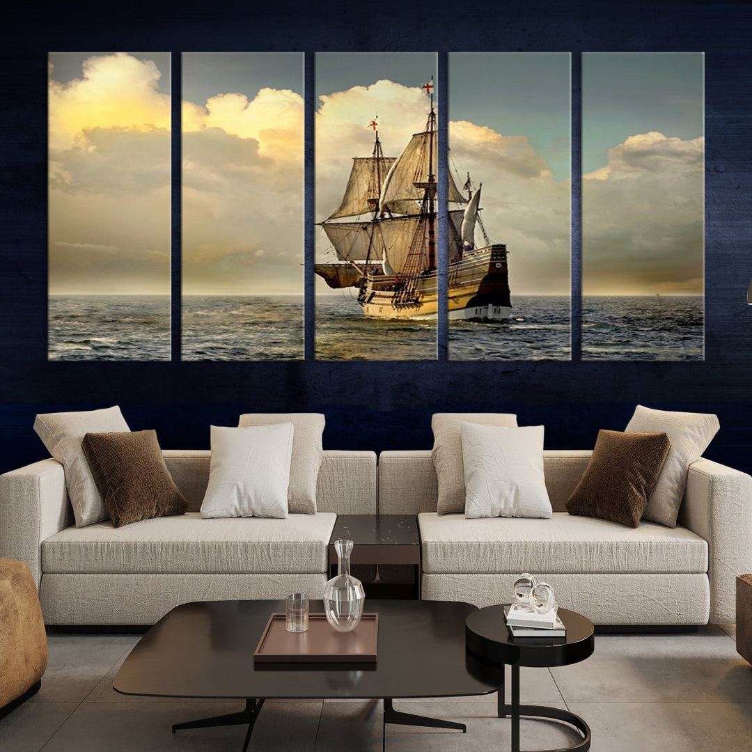 English War Ship Giclee Canvas Extra Large Wall Art Print