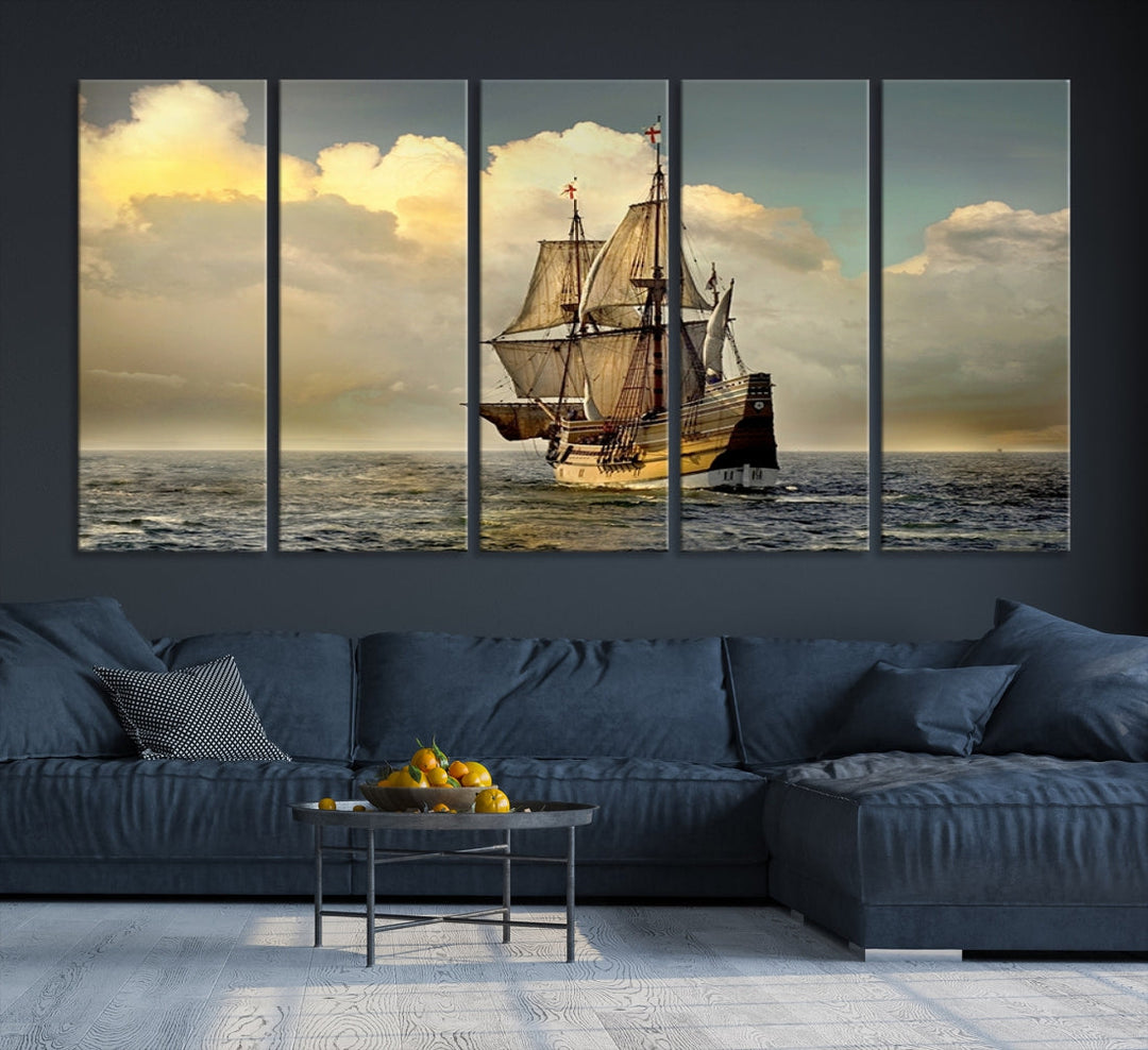 English War Ship Giclee Canvas Extra Large Wall Art Print