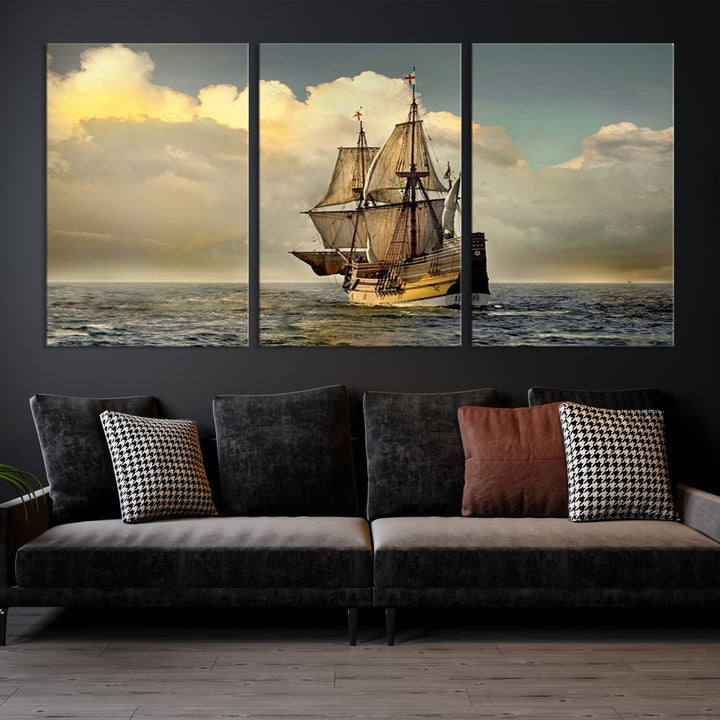 English War Ship Giclee Canvas Extra Large Wall Art Print