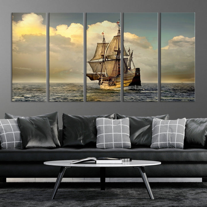 English War Ship Giclee Canvas Extra Large Wall Art Print