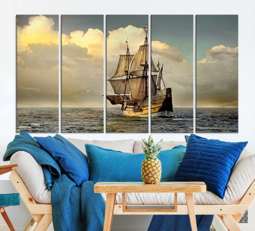 English War Ship Giclee Canvas Extra Large Wall Art Print