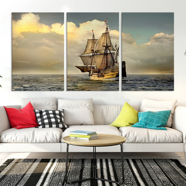 English War Ship Giclee Canvas Extra Large Wall Art Print