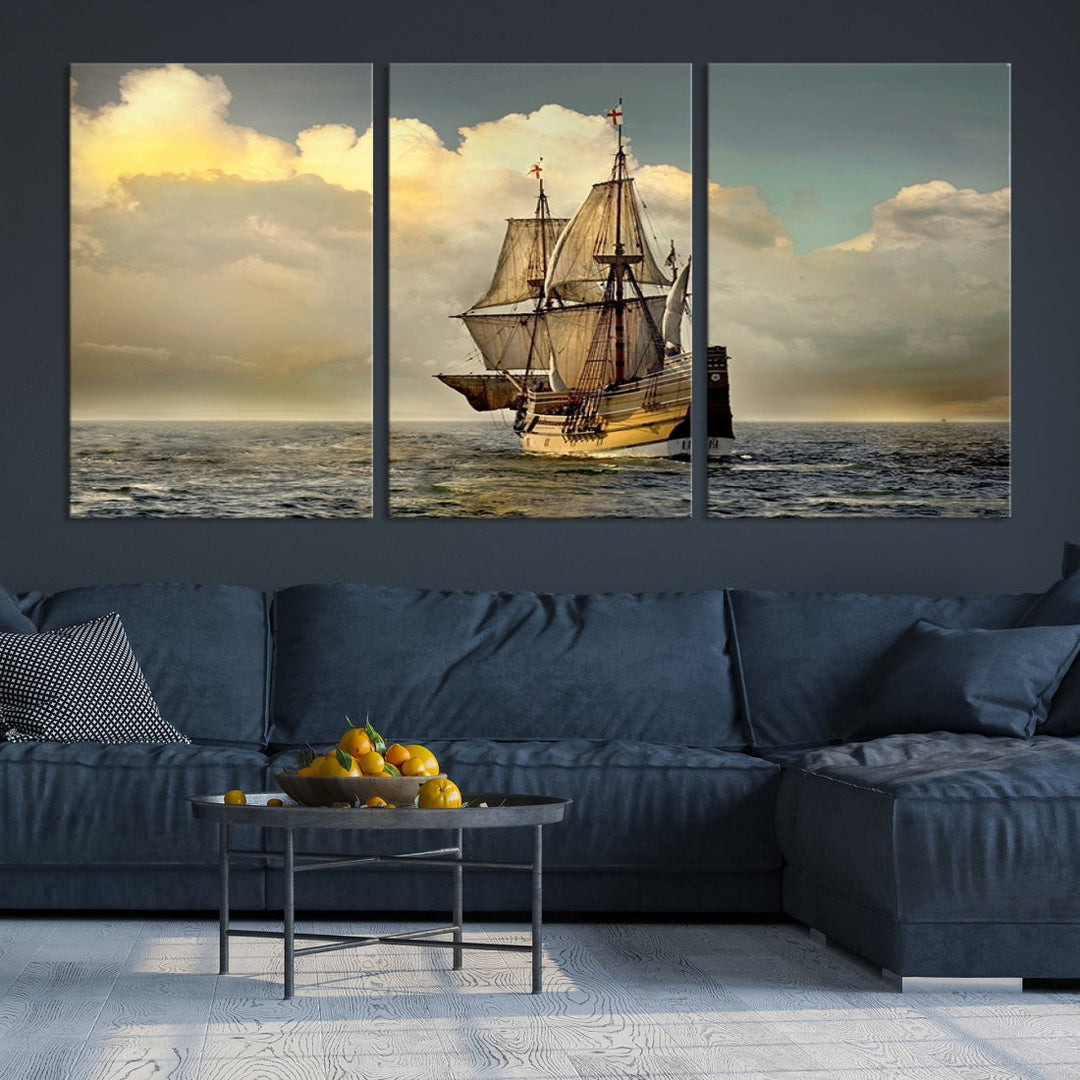 English War Ship Giclee Canvas Extra Large Wall Art Print