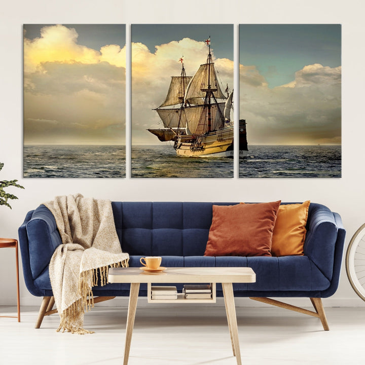 English War Ship Giclee Canvas Extra Large Wall Art Print