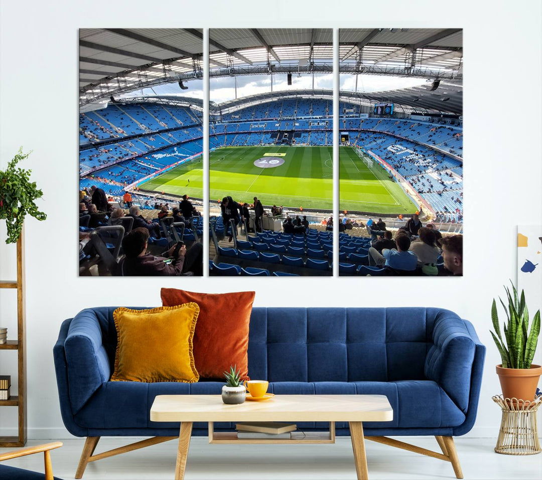 Etihad Football Stadium Wall Art Canvas Print, Etihad Soccer Stadium Print