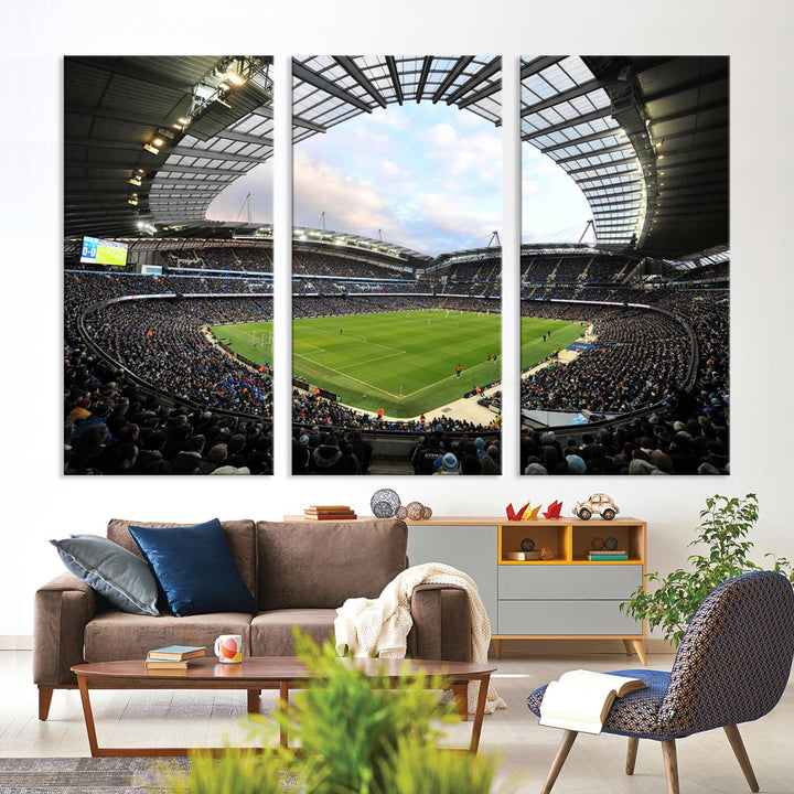 Etihad Football Stadium Wall Art Canvas Print, Etihad Soccer Stadium Print